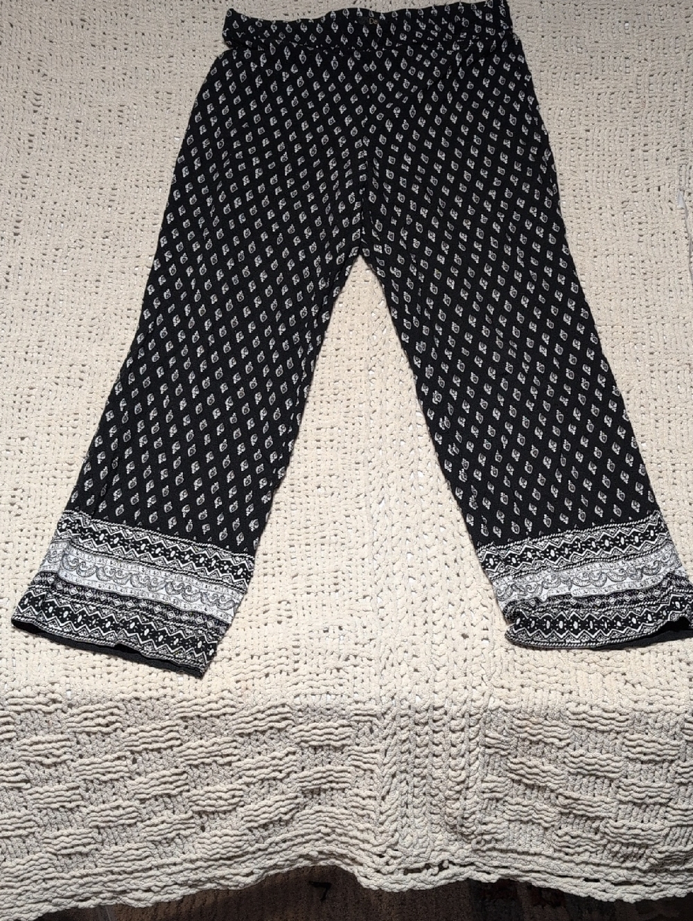 397 - Dalia- Black Printed Wide-Leg Women’s Flowy Pants